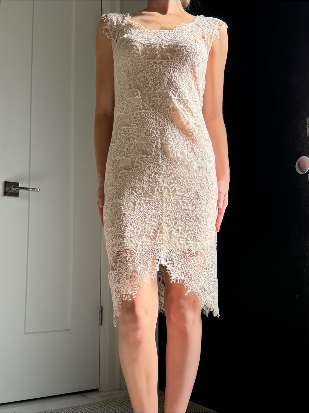 Lace Sheath Dress in Cream